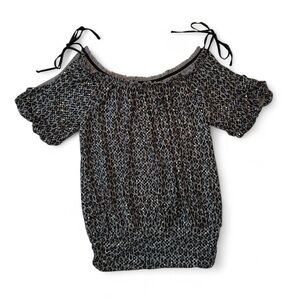 2000s y2k Express womens sequin cheetah print top with tie open shoulder- Size M